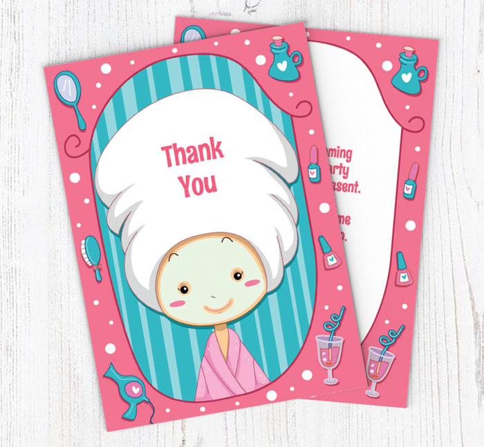 pamper thank you cards