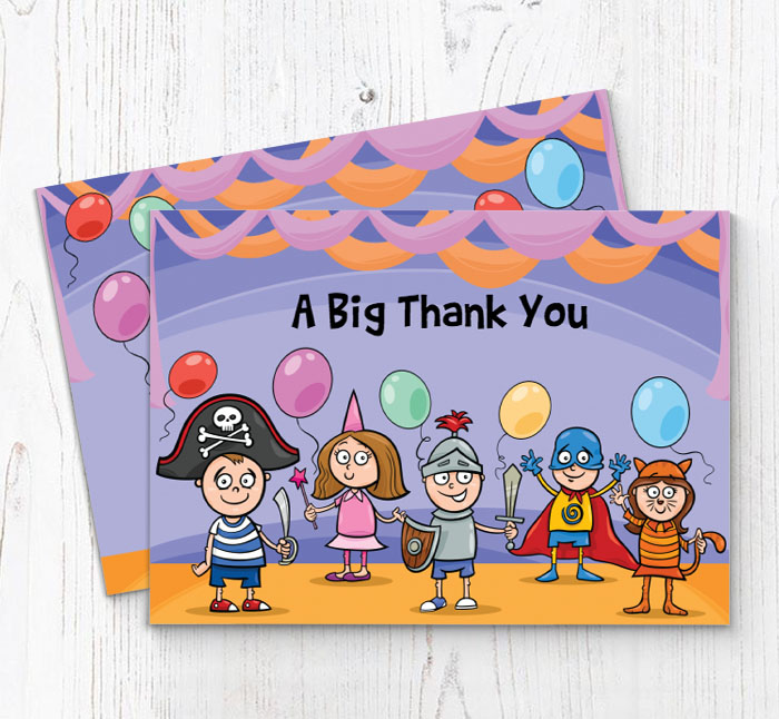 childrens fancy dress thank you cards