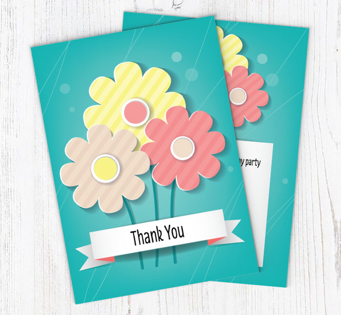 three flowers thank you cards