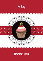 cupcake on red thank you cards