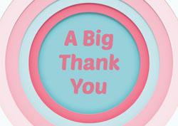 pink retro circles thank you cards