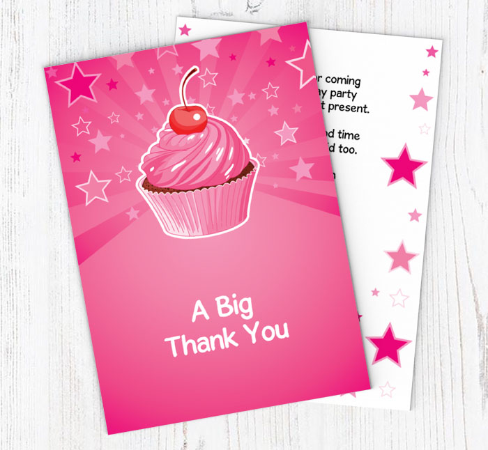 pink cupcake thank you cards