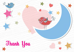 bird on moon thank you cards