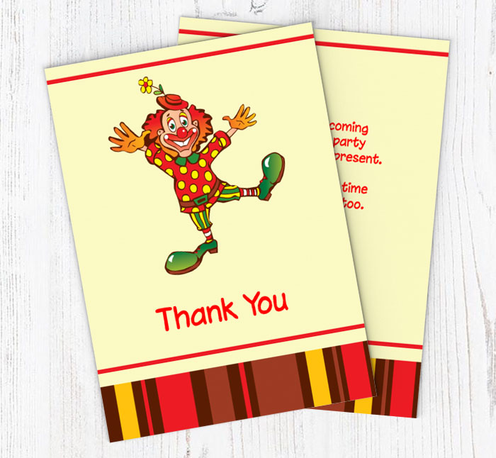 clown thank you cards
