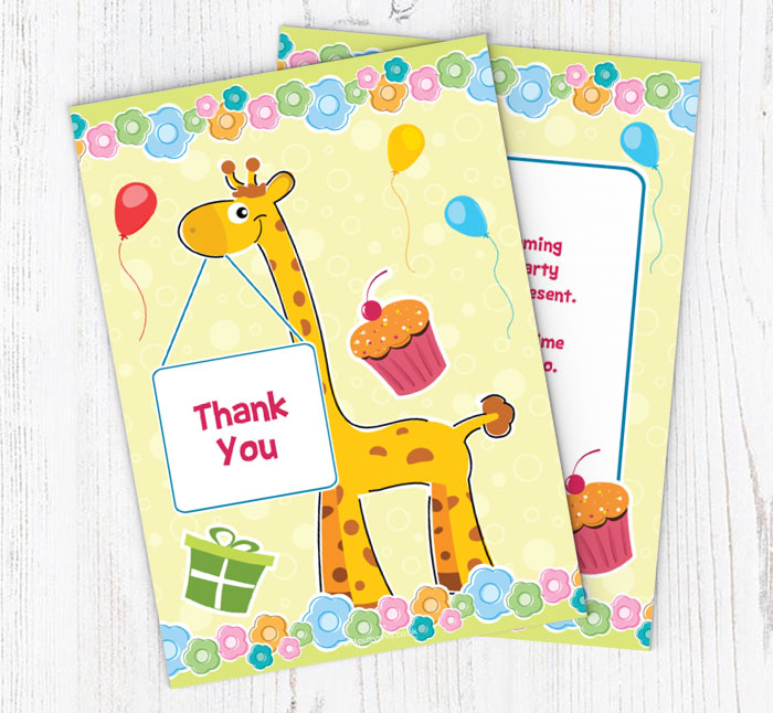 giraffe and sign thank you cards