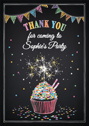 cupcake and sparklers thank you cards