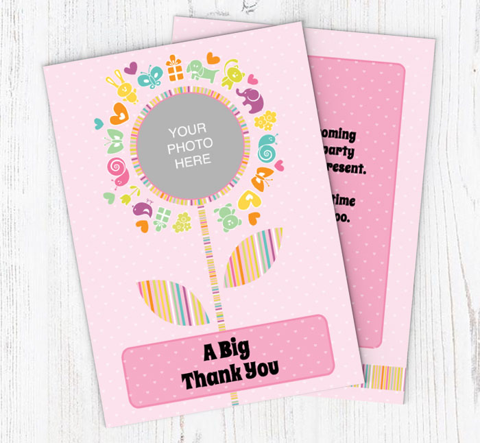 girls animal photo thank you cards