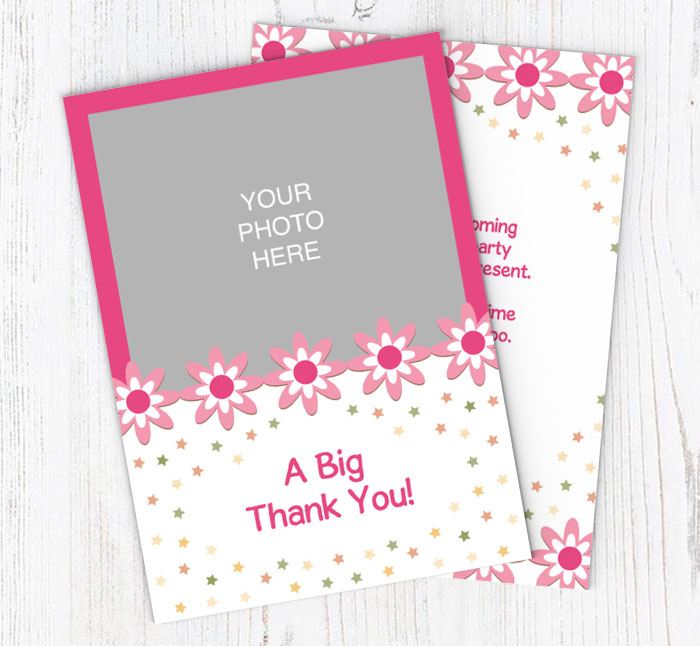 flowery photo thank you cards