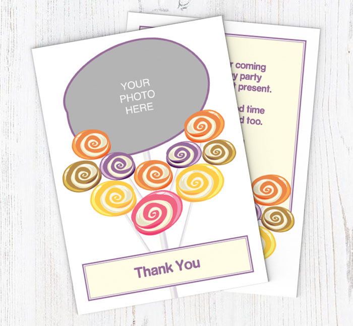 lollipops photo thank you cards