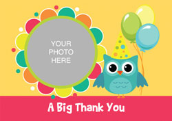 owl photo upload thank you cards