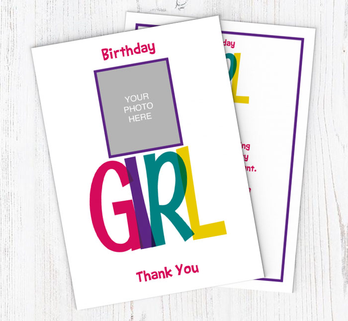 girls photo upload thank you cards