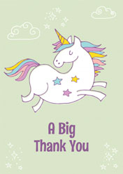 jumping unicorn thank you cards