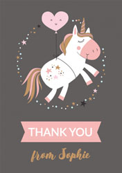 personalised unicorn thank you cards