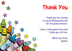 colourful crayons thank you cards