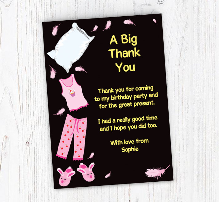 sleepover thank you cards