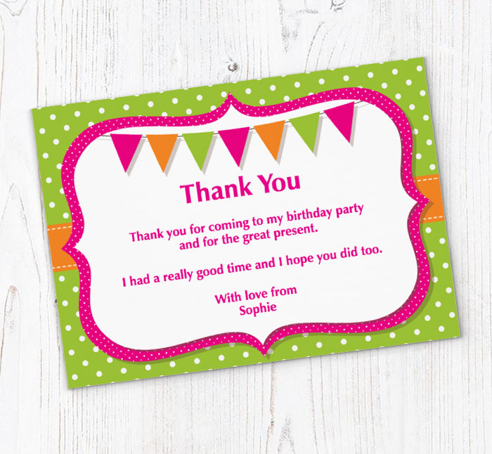 dots and bunting thank you cards