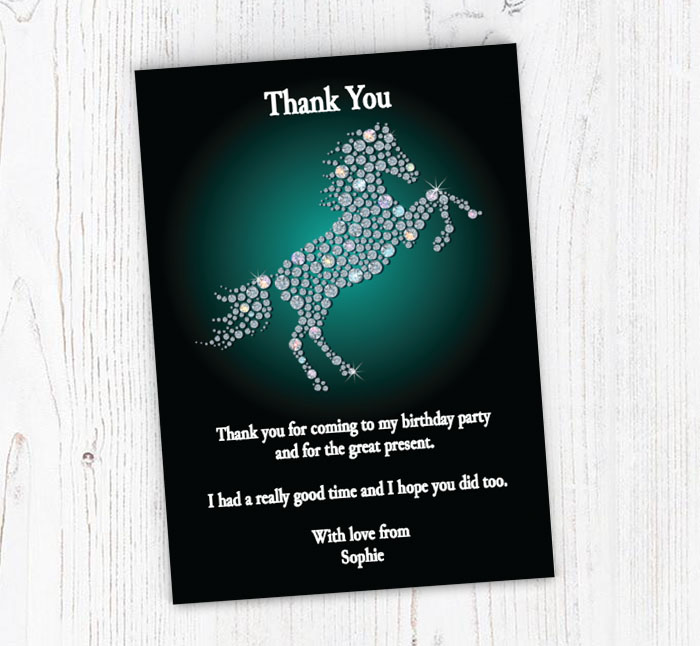 sparkling horse thank you cards