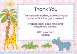 giraffe and hippo thank you cards