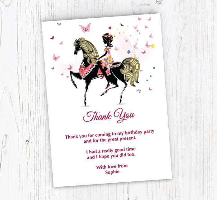 horse riding thank you cards