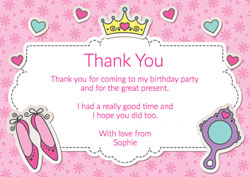 pink princess thank you cards