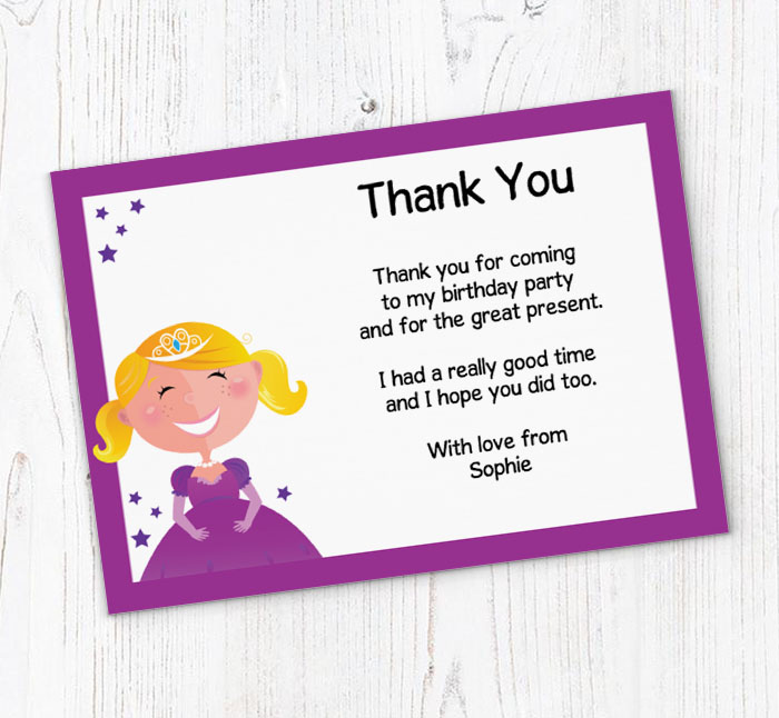 smiling princess thank you cards