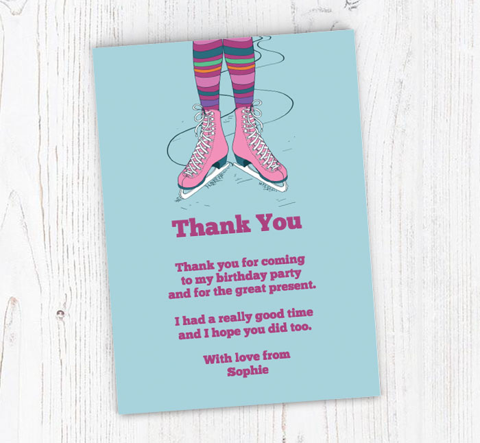 retro ice skates thank you cards