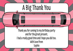 pink limo thank you cards