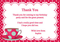 polka dot tea cup thank you cards