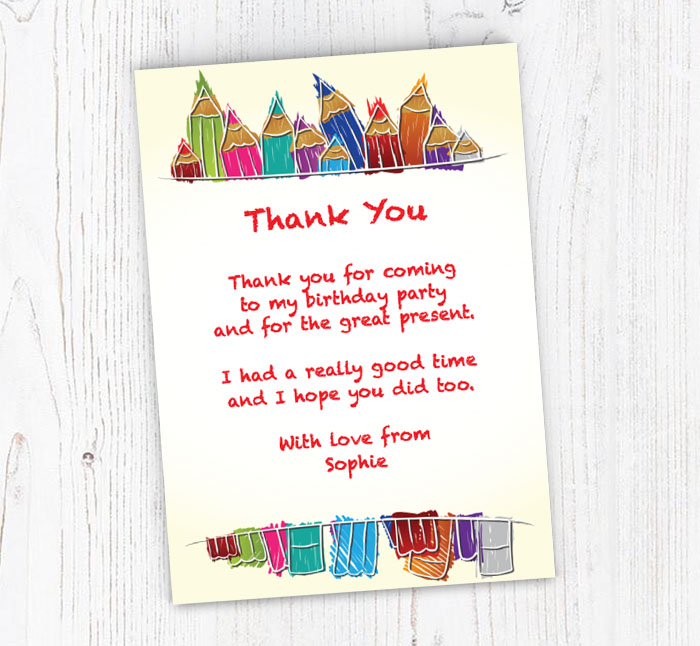 colouring pencils thank you cards