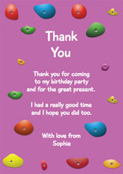 purple climbing wall thank you cards