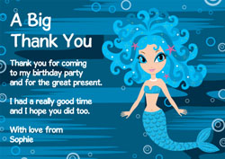 blue mermaid thank you cards