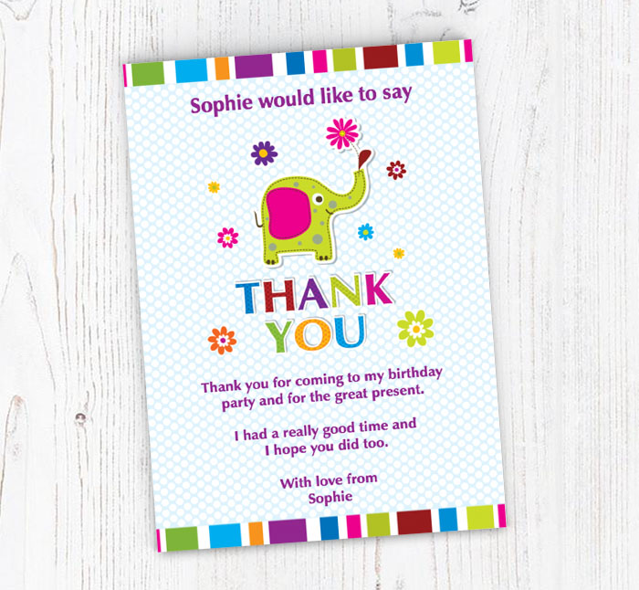 elephant with flower thank you cards