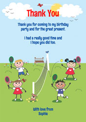 playing tennis thank you cards
