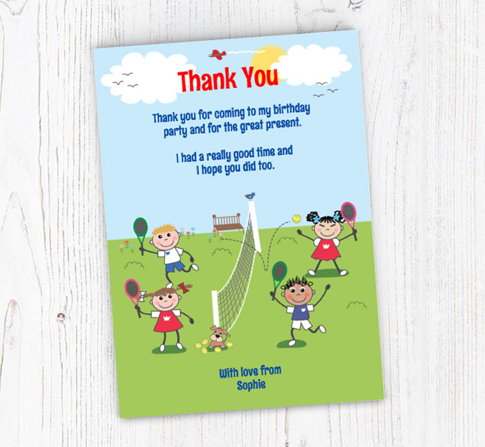 playing tennis thank you cards