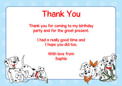 101 dalmatians thank you cards