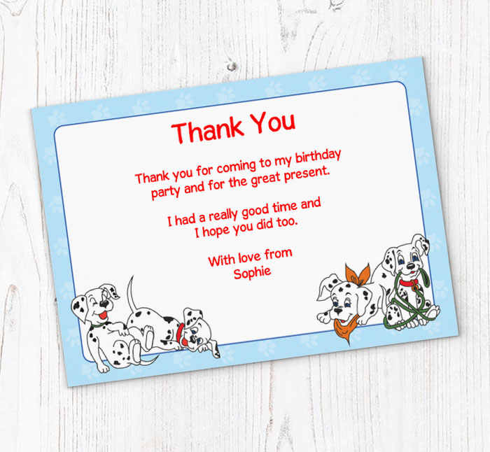 101 dalmatians thank you cards