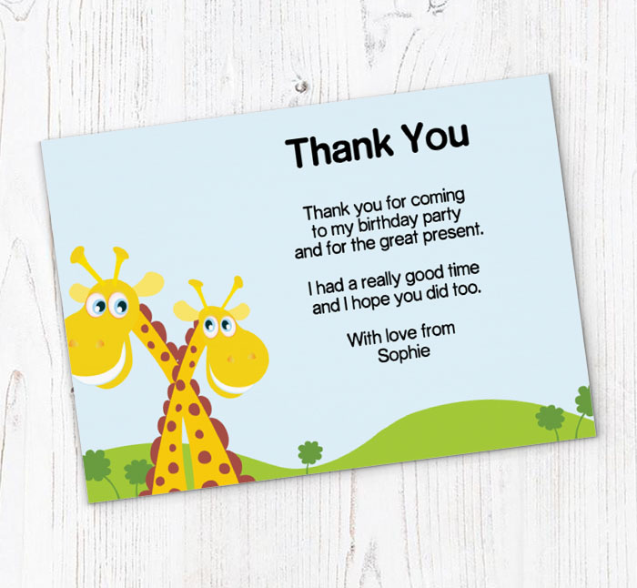 happy giraffes thank you cards