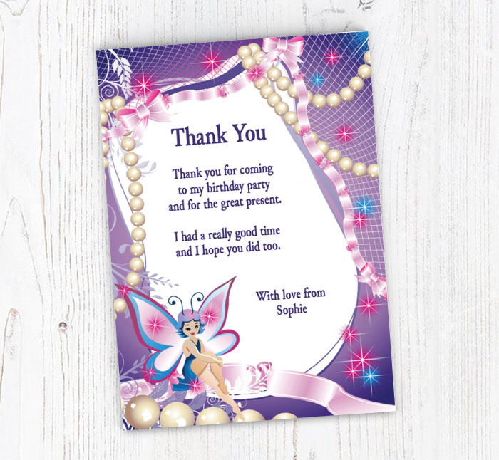 fairy and pearls thank you cards