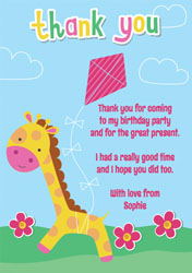 giraffe with kite thank you cards