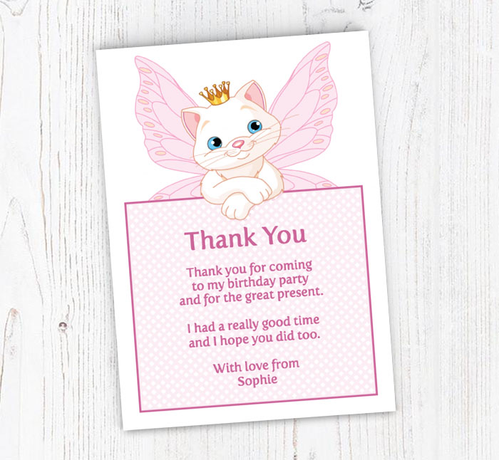 princess cat thank you cards