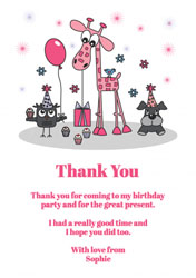 pink giraffe thank you cards