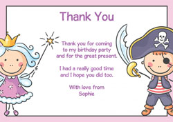 fairy and pirate thank you cards