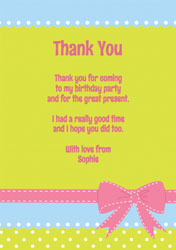 pink bow thank you cards