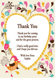 bird and heart thank you cards