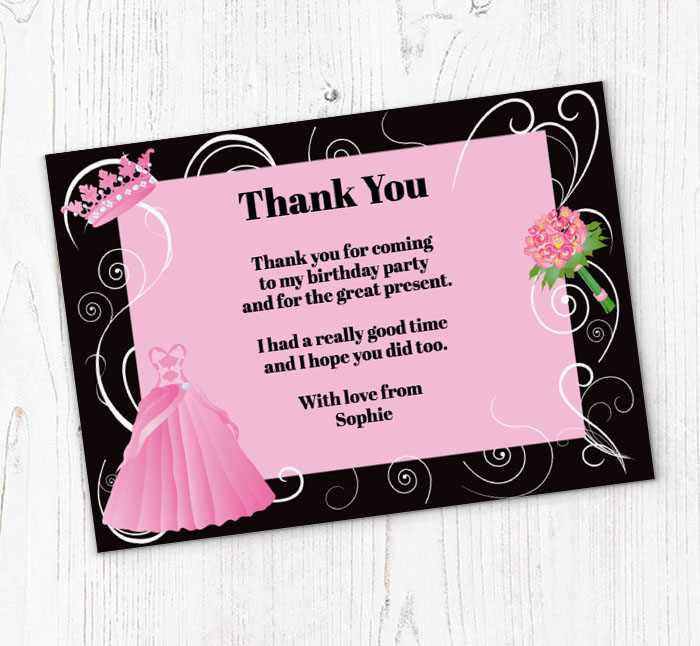 sweet sixteen thank you cards