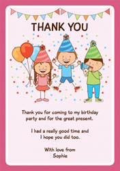 pink kids thank you cards