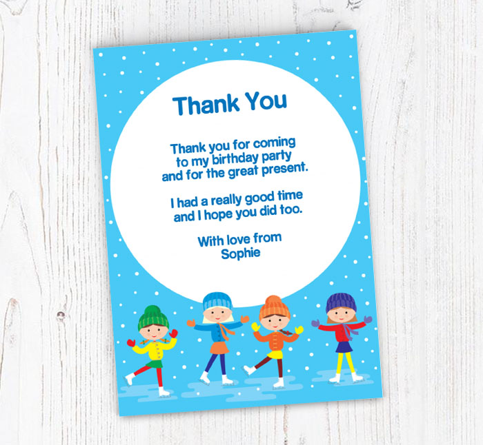 ice skating friends thank you cards