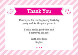 pink stripes thank you cards
