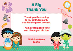 pampered girls thank you cards