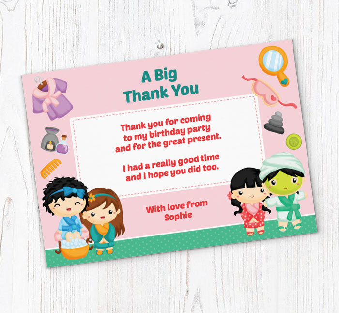 pampered girls thank you cards